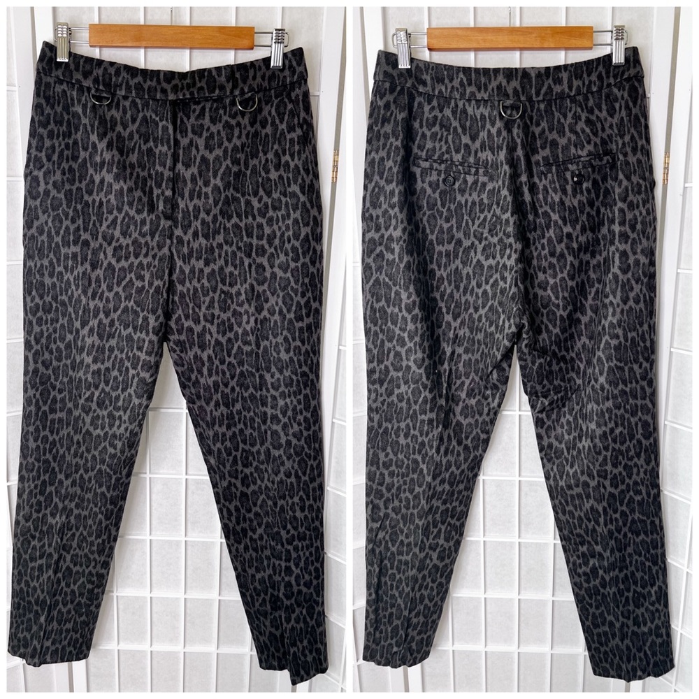 MaxMara Gray Black Leopard Print Wool Dress Pant | Size 8